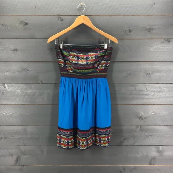 UO Silence + Noise Strapless Tribal Boho Dress S - Picture 3 of 7